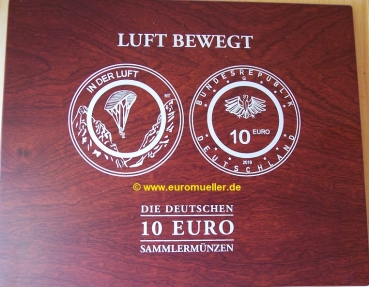 15x 10 Euro Gedenkmünzen Deutschland 2019 + 2020 + 2021 Luft mit Kassette