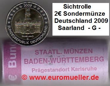 Rolle 2 Euro Sondermünze Deutschland 2009 -G- Saarland