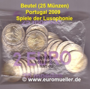 Beutel 2 Euro Sondermünze Portugal 2009 Lusophonie