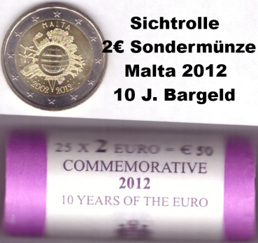 Rolle 2 Euro Sondermünze Malta 2012 (Bargeld)