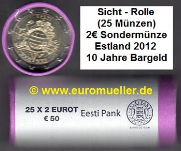 Rolle 2 Euro Sondermünze Estland 2012 Bargeld