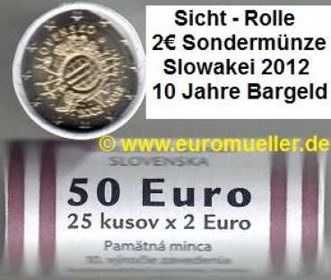 Rolle 2 Euro Sondermünze Slowakei 2012 Bargeld