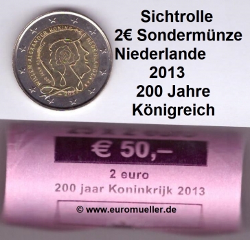 Rolle 2 Euro Sondermünze Niederlande 2013 Königreich