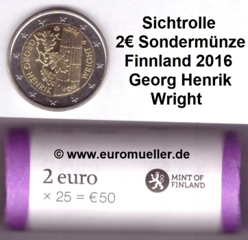Rolle 2 Euro Sondermünze Finnland 2016 G. H. Wright