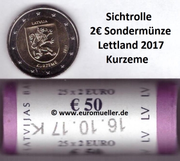 Rolle Lettland 2 Euro Sondermünze 2017 Kurzeme
