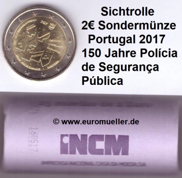 Rolle 2 Euro Sondermünze Portugal 2017 Polizei