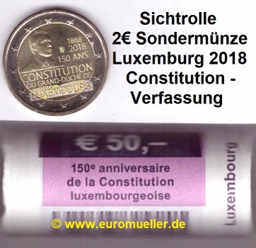 Rolle 2 Euro Sondermünze Luxemburg 2018 Verfassung