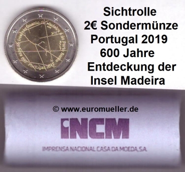 Rolle 2 Euro Sondermünze Portugal 2019 Madeira