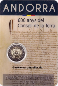 2 Euro Sondermünze Andorra 2019 Consell Terra