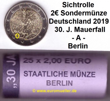 Rolle 2 Euro Gedenkmünze Deutschland 2019 Mauerfall - A -
