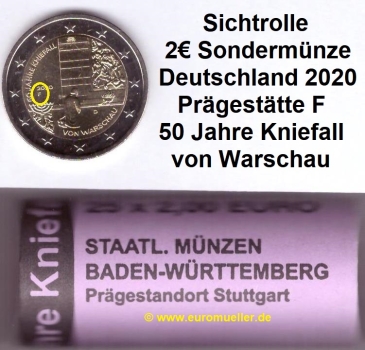 Rolle 2 Euro Sondermünze Deutschland 2020 Kniefall -F-