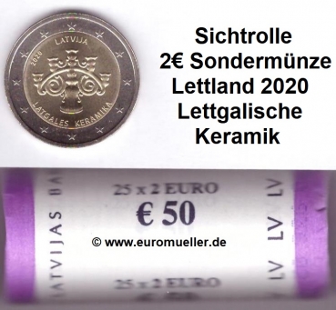 Rolle 2 Euro Sondermünze Lettland 2020 Keramik