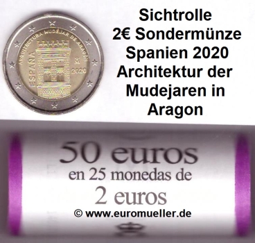 Rolle 2 Euro Sondermünze Spanien 2020 Mudéjaren in Aragón