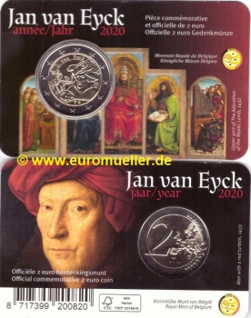 2 Euro Sondermünze Belgien 2020 Maler J.v.Eyck franz. Coincard