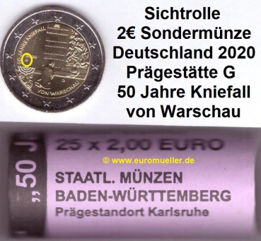 Rolle 2 Euro Sondermünze Deutschland 2020 -G- Kniefall