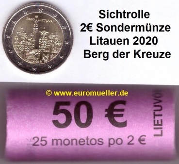 Rolle 2 Euro Sondermünze Litauen 2020 Berg der Kreuze