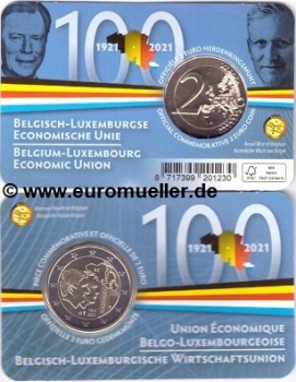 2 Euro Sondermünze Belgien 2021 BLEU franz. CC