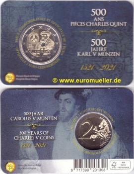 2 Euro Sondermünze Belgien 2021 Carolus franz. CC