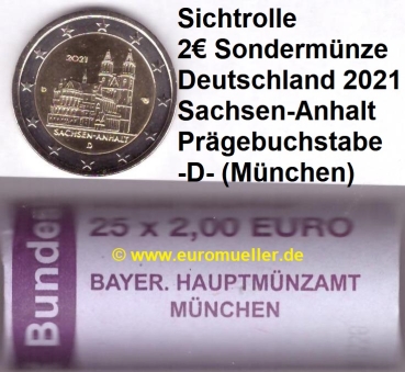 Rolle 2 Euro Sondermünze Deutschland 2022 -D- Sachsen-Anhalt