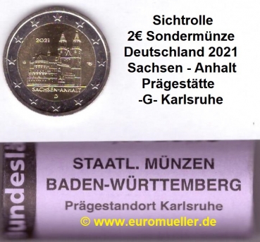 Rolle 2 Euro Sondermünze Deutschland 2021 -G- Sachsen-Anhalt