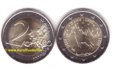 2 Euro Sondermünze Estland 2021 Wolf
