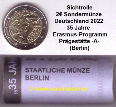 Rolle - A - 2 Euro Sondermünze Deutschland 2022 Erasmus