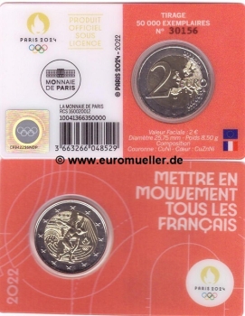 2 Euro Sondermünze Frankreich 2022 rote CC