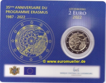 2 Euro Sondermünze Luxemburg 2022 Erasmus bu.