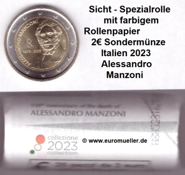 Rolle 2 Euro Sondermünzen Italien 2023 - Manzoni Specialrolle