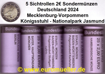 5 Rollen 2 Euro Sondermünze 2024 Meck.-Vorpom.