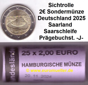 Sichtrolle 2 Euro Gedenkmünze Deutschland 2025 -J-