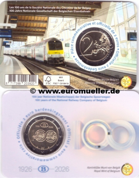 2 Euro Gedenkmünze Belgien 2026 Staatsbahnen nl. CC