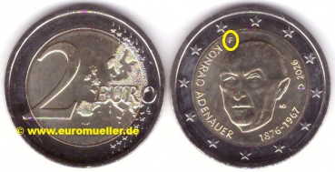 2 Euro Gedenkmünze Deutschland 2026 - K. Adenauer -F-