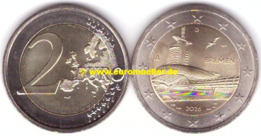 2 Euro Gedenkmünze Deutschland 2026 - Bremen -A-