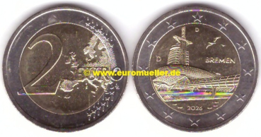 2 Euro Gedenkmünze Deutschland 2026 - Bremen -D-