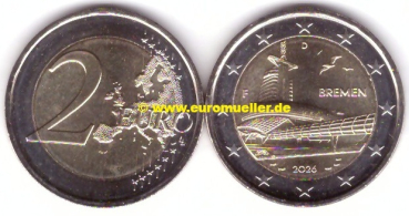 2 Euro Gedenkmünze Deutschland 2026 - Bremen -F-