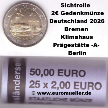 Rolle -A- 2 Euro Gedenkmünze Deutschland 2026 Bremen