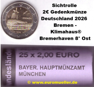 Rolle -D- 2 Euro Gedenkmünze Deutschland 2026 - Bremen