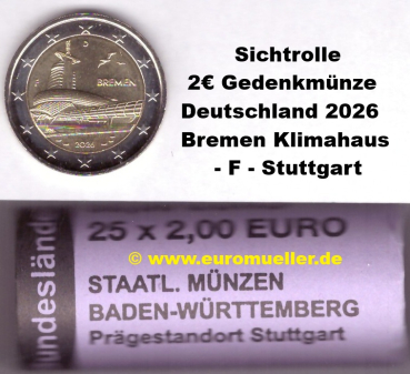 Rolle -F- 2 Euro Gedenkmünze Deutschland 2026 - Bremen