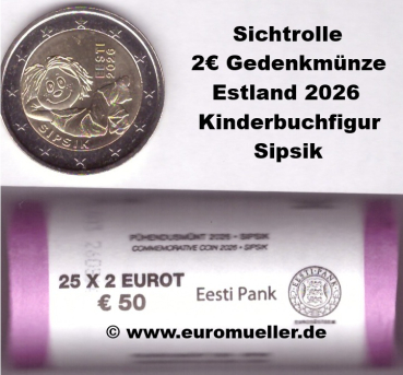 Rolle 2 Euro Gedenkmünze Estland 2026 Sipsik