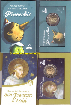 2 Euro Gedenkmünze Italien 2026 - Pinocchio + Assisi CC