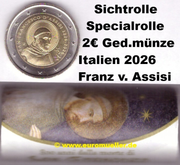Specialrolle 2 Euro Gedenkmünze Italien F. v. Assisi