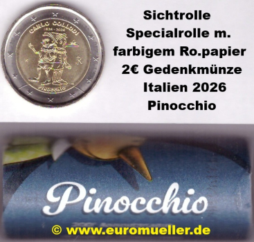 Specialrolle 2 Euro Gedenkmünze Italien Pinocchio