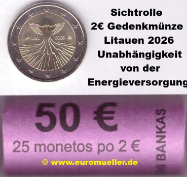Rolle 2 Euro Gedenkmünze Litauen 2026 Energieversorgung