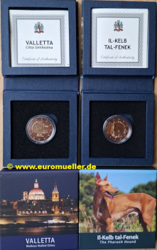 2x 2 Euro Gedenkmünzen Malta 2026 Valletta + Pharaonenhund in PP