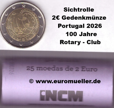 Rolle 2 Euro Gedenkmünze Portugal 2026 Rotary Club