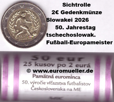 Rolle 2 Euro Gedenkmünze Slowakei 2026 Europameister