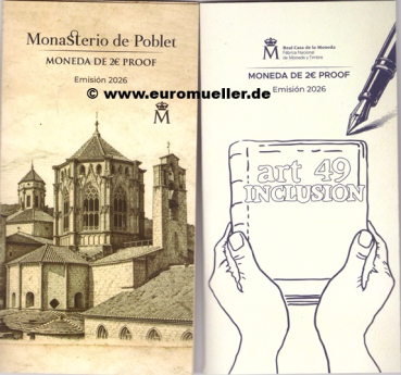 2x 2 Euro Gedenkmünzen Spanien 2026 Poblet + Inclusion PP