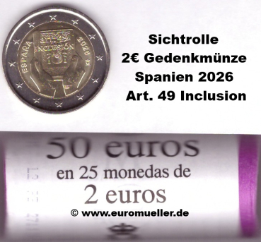 Rolle 2 Euro Gedenkmünze Spanien 2026 Inclusion
