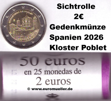 Rolle 2 Euro Gedenkmünze Spanien 2026 Poblet